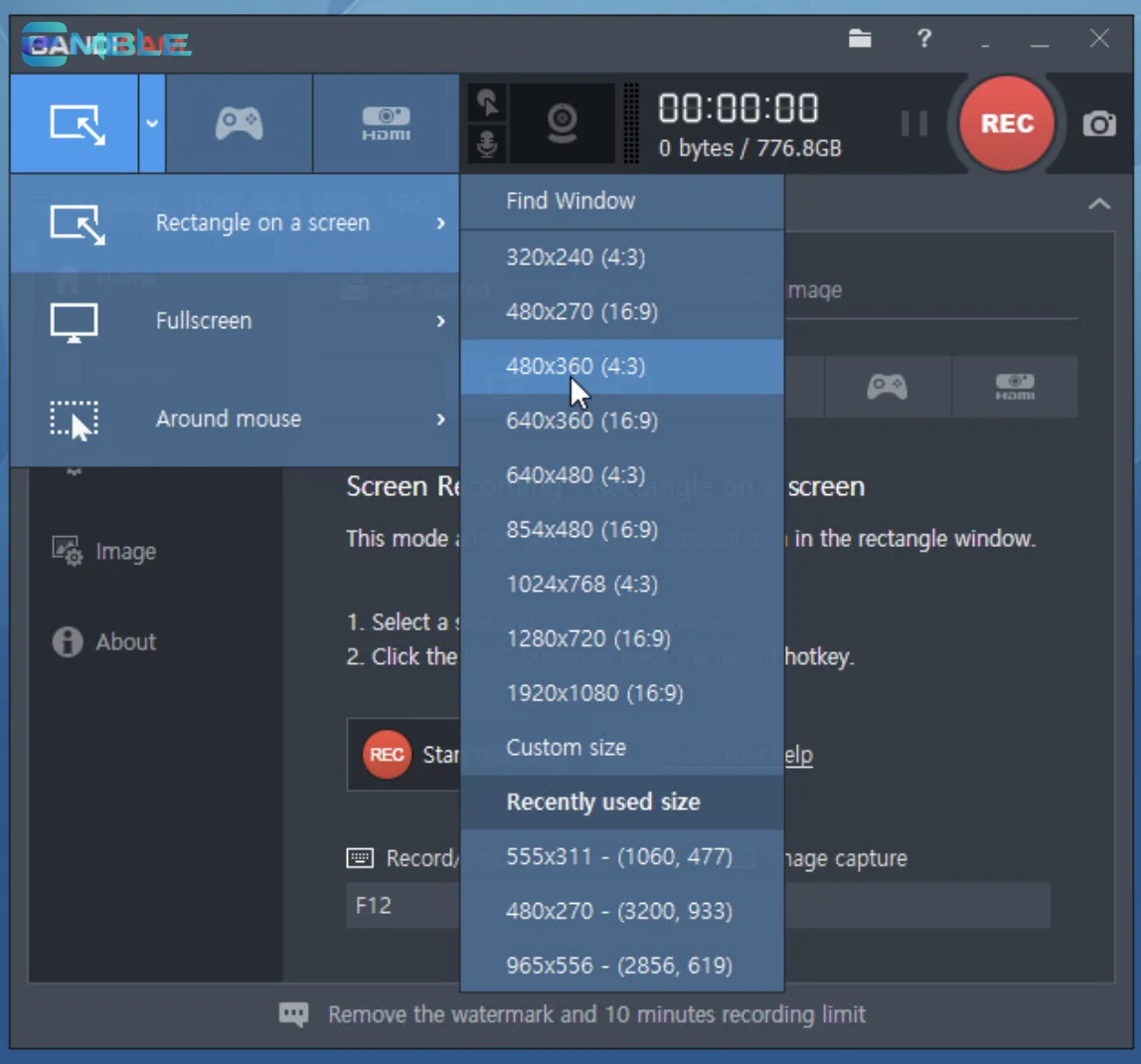 Giao diện phần mềm quay màn hình với các tùy chọn ghi âm và chỉnh sửa video.