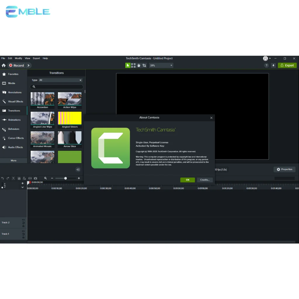 Giao diện phần mềm quay màn hình chuyên nghiệp, quay video chất lượng cao